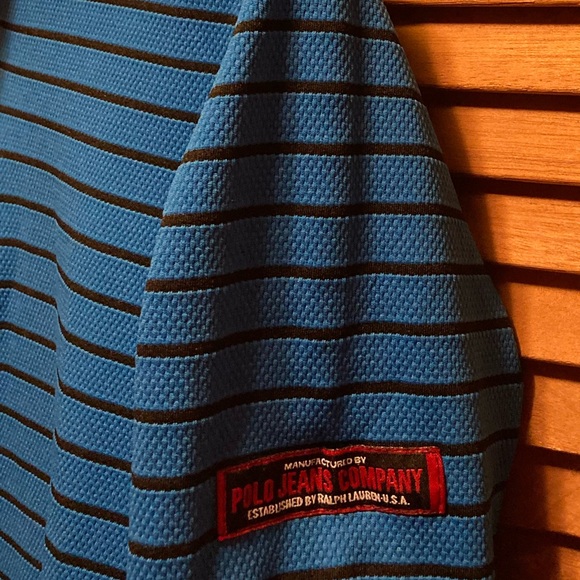 Vintage Lauren Ralph Lauren Blue/Black Striped Performance Shirt - Picture 7 of 12